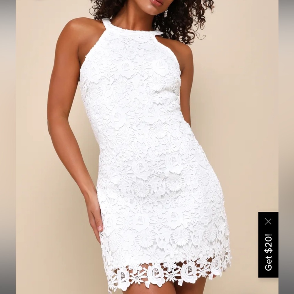 Lulus Love Poem Ivory Lace Mini Dress